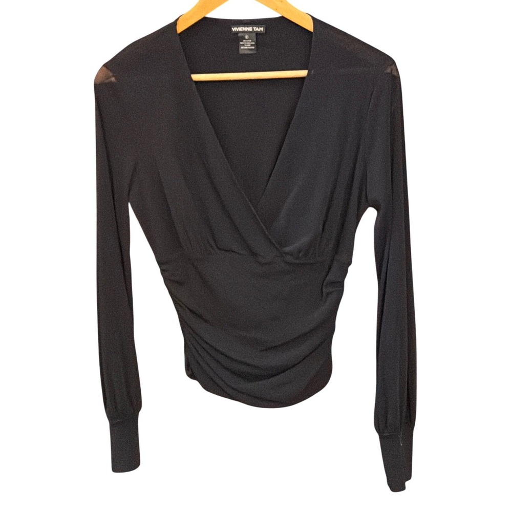 Vintage Vivienne Tam Mesh Ruched Top Whimsigoth Goth Minimalist Dark Academia